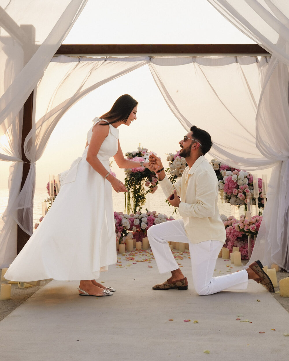 The proposal at sunset